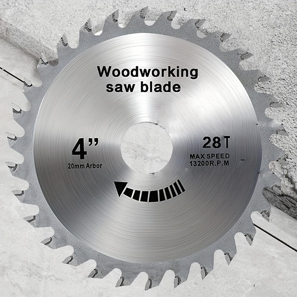 4-дюймовый 28-зубчатый диск для резки дерева с твердосплавными напайками, дисковая пила для резки твердой и мягкой древесины с 20-миллиметровым стержнем