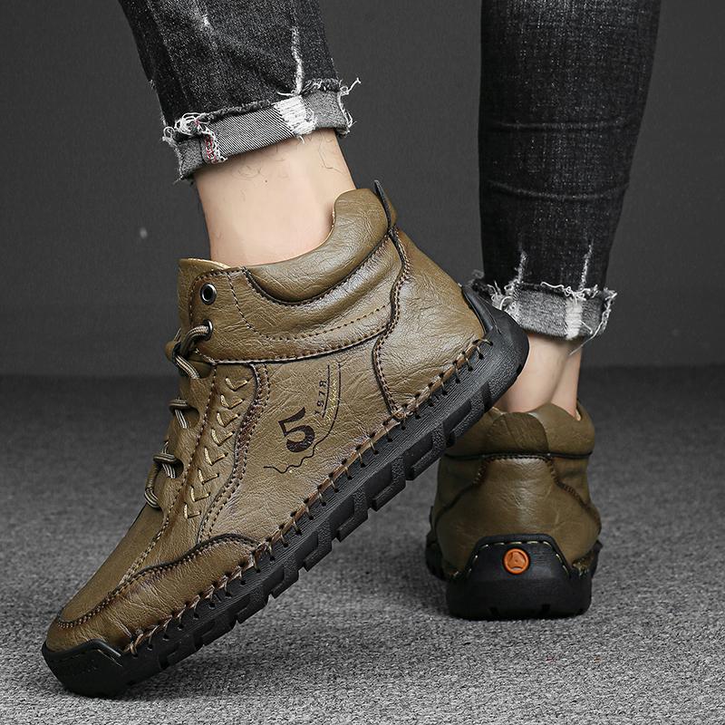 Handmade Genuine Leather Boots Comfortable Ankle Boots for Men Casual Shoes Outdoor Tooling Shoes