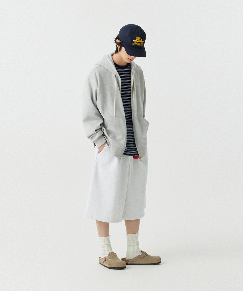 STENDS [M~4XL] Шорты-свитшот оверсайз с петлей для ремня_Белый меланж