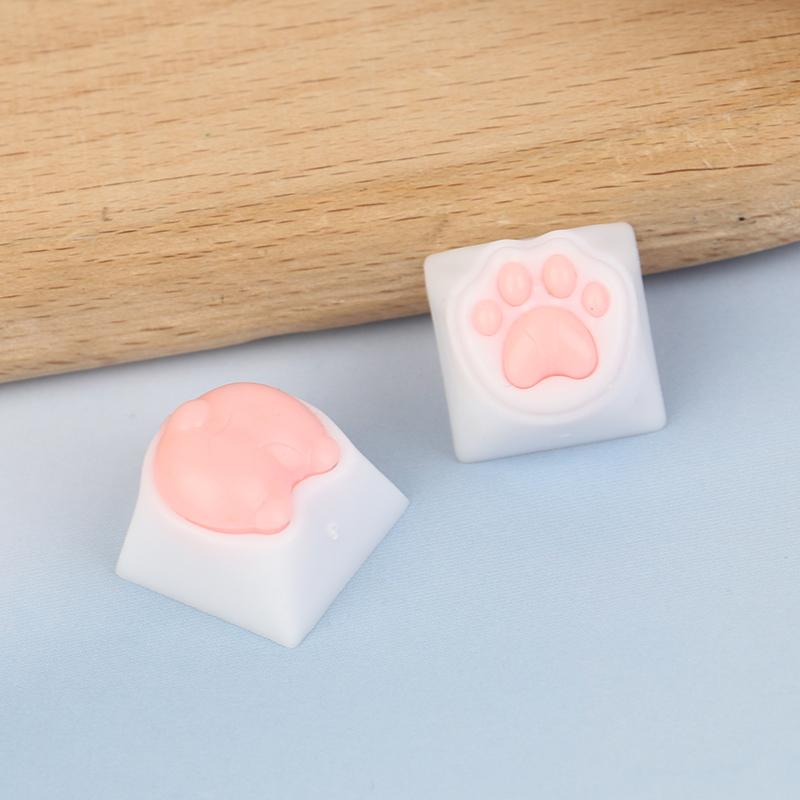 Cute Cat Paw Keycaps For Mechanical Keyboard Cherry Mx Switch Diy Custom Key Cap Soft Silicone Keycup Artisan Pink Color