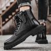Fashion Genuine Leather Men Ankle Boots Black High Top Men Boots 2025 Winter Warm Outdoor  Boot Punk Style Man Motorcycle Boots