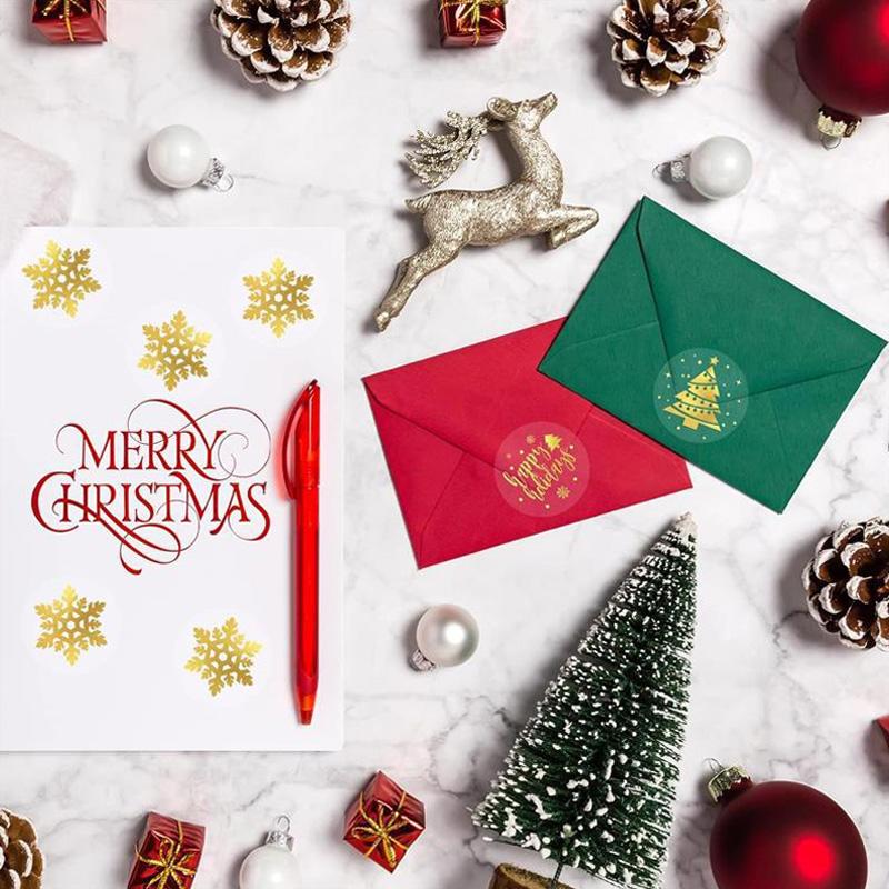 500 шт./рулон Рождественские прозрачные наклейки Снежинка Рождественская елка Узор Наклейки