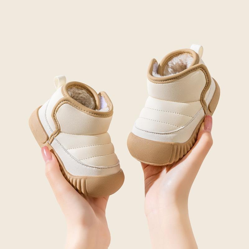 Теплые бархатные зимние ботинки для девочек, утепленные уличные ботинки для мальчиков на мягкой нескользящей подошве из хлопка для малышей на осень и зиму