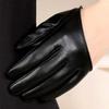 Faux Leather Woman Lady Solid Color Five Finger Mitten Half Palm Gloves Women Mitts Leather Gloves