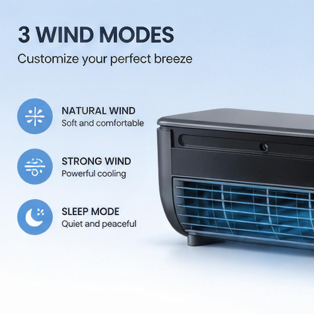 Portable Fan Semiconductor Cooling Technology 3 Wind Modes - 6000mah Rechargeable Table Wall Mounted Air Cooler with Remote for Kitchen Office RV