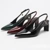 Fashion Pointed Toe Pumps Woman Sandals Patent Leather Elegant Office Woman Shoes Sexy Slingback High Heels Zapatos De Mujer
