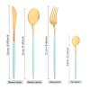 Mint Gold 48pcs/set Mirror Stainless Steel Cutlery Set Dinnerware Dinner Knife Fork Spoon Teaspoon Flatware Home Party Tableware