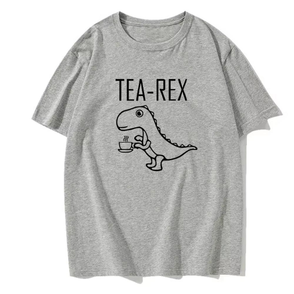 Мужская летняя футболка Tea Overlord Funny Dinosaur Drink Coffee T-Shirt Модная повседневная футболка Высококачественная уличная футболка