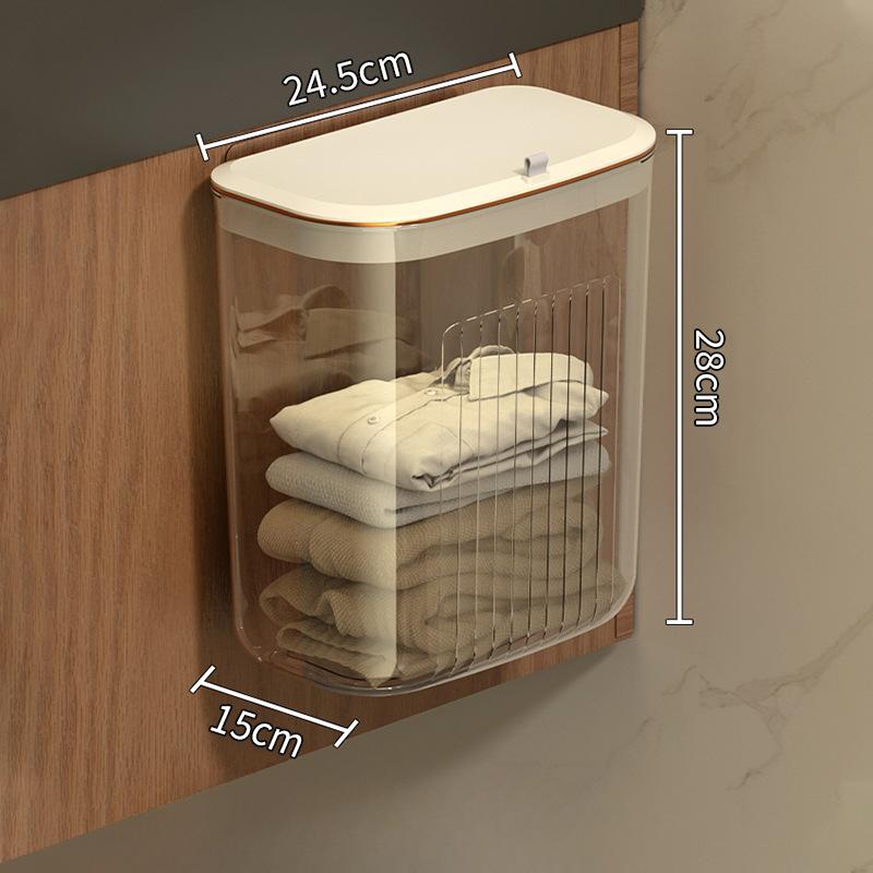 Storage Box with Lid for Bathing Clothes Storage Basket for Household Bathroom Transparent Large Wall Hanging Basket for Dirty Clothes Laundry Basket