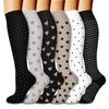 6 пар комбинированных спортивных компрессионных носков в горошек с надписью Love, для фитнеса, бега, йоги, длинные носки для пеших прогулок, велоспорта, гольфы, семейные подарки