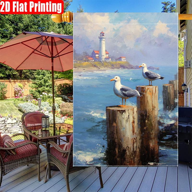 2D Flat, Seagulls Summer Garden Flag Birds Beach Lighthouse Garden Flag-4 (1)-double Sided Garden Flag, Yard Decoration, Outdoor Decoration, Lawn, Fla