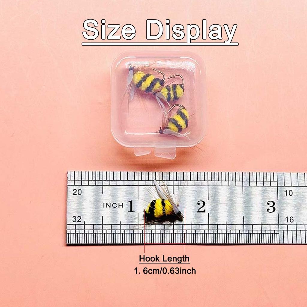 3/6Pcs Size#10 Artificial Bumble Bee Fishing Lures-Dry Flies For Bass Trout Fishing Outdoor Fishing Baits Lure