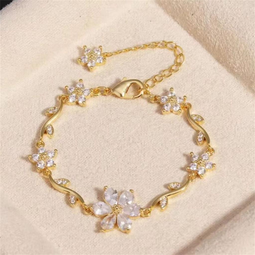 Милый и Цветочный Браслет из Меди с Цирконом в Виде Бабочки, Подарок на День Святого Валентина