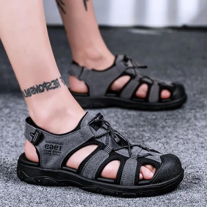 Спортивная мужская обувь Лето 2024 Бег На открытом воздухе Мужские сандалии по акции Большой размер Дешевая ликвидация Стильная В приветственной сделке Нескользящая V