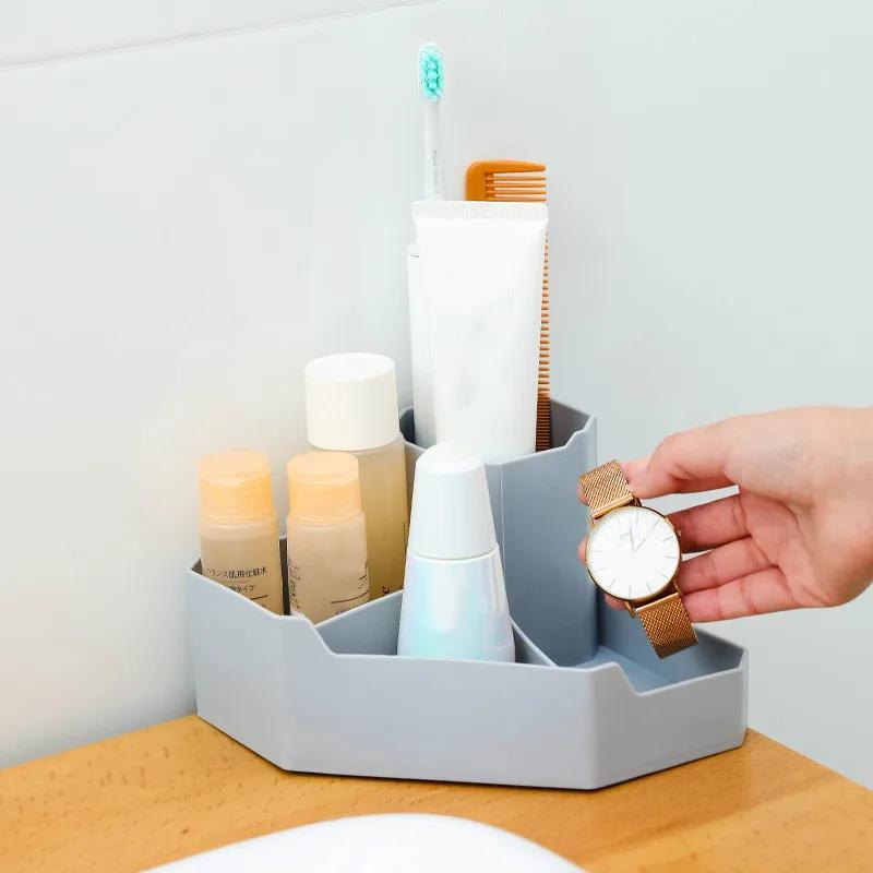 4-Grid Multifunctional Desktop Corner Storage Box - Creative Organizer for Stationery, Cosmetics & Lipstick - Durable Space-Saving Design