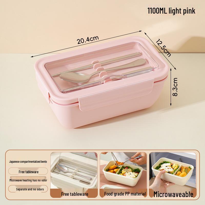 Microwaveable Japanese Bento Box for Office & Students - Fresh-Keeping, With Spoon & Chopsticks, Convenient Compartmented Lunch Box