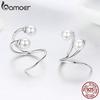 BAMOER 100% 925 Sterling Silver Earrings Elegant Imitation Pearl Stud Earrings