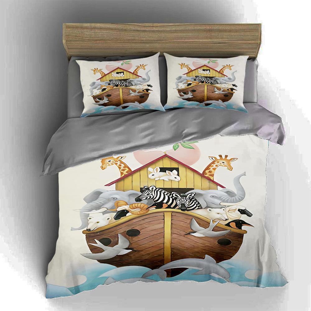 Animal-filled ark Bedding Duvet cover sets Duvet covers Pillowcases gifts (1 * Duvet Cover 2 * Pillowcases, without duvet insert)