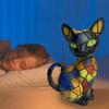 Stained Glass Cat Table Lamp USB Powered Vintage Animal Night Light Home Office Bedroom Kids Room Bedside LED Desk Lamp