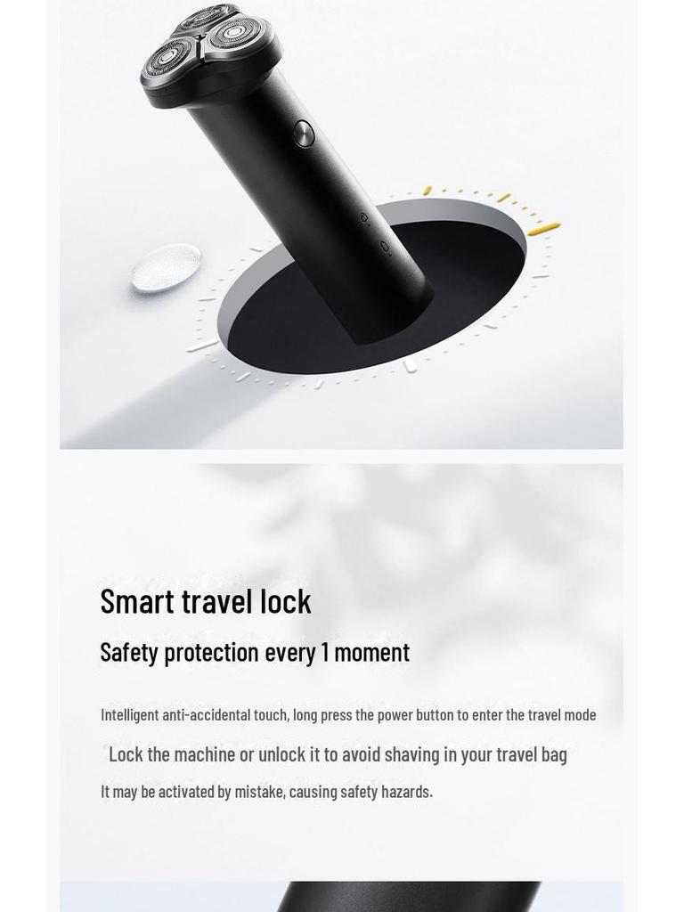 Электробритва для мужчин Xiaomi S300 — портативная, перезаряжаемая, многофункциональная, моющаяся, с тремя головками.