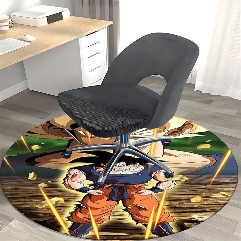 1 шт. Ковер Круглый Dragon Ball Z Goku Super Saiyan - Коврик для стула с дизайном Аниме Мультфильм, Нескользящий Ковер для Офиса, Домашнего Декора, Гостиной
