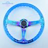 14inch Universal Transparent Acrylic Steering Wheel Neo Chrome JDM Racing Sport Steering Wheel for Game