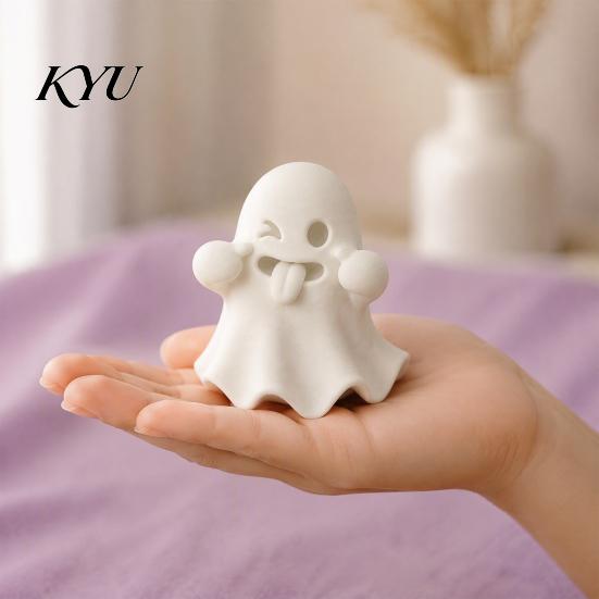 Small Ghost Prop for Haunted House 2 Pcs Halloween Funny Figurines, 3D Printed Novelty Tongue Decorative Desktop Statue, Spooky Tabletop Ornament