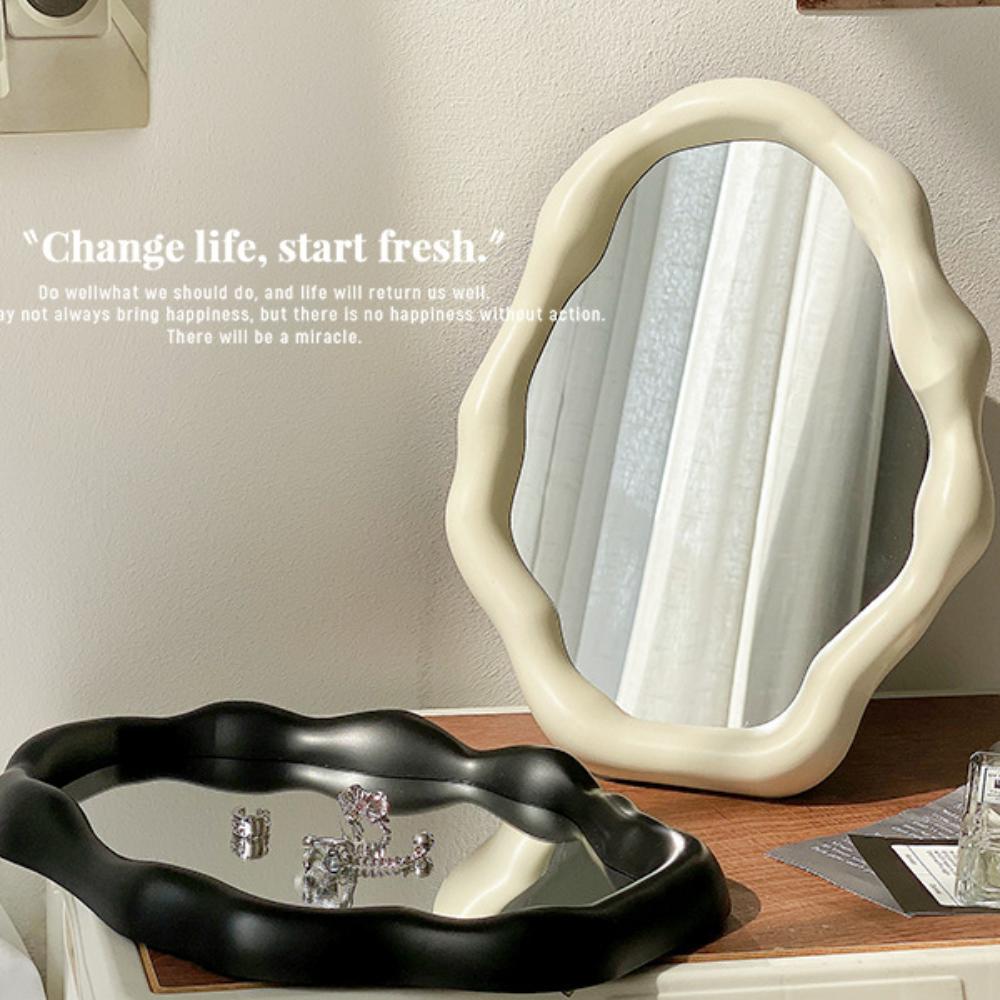 Cloud Shaped Makeup Mirror Cream Style Hairdressing Wall Mirror Standing Dresser Mirror