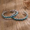 Vintage Turquoise Hoop Earrings Boho Style Circle Statement Earrings Elegant Plated Jewelry for Women