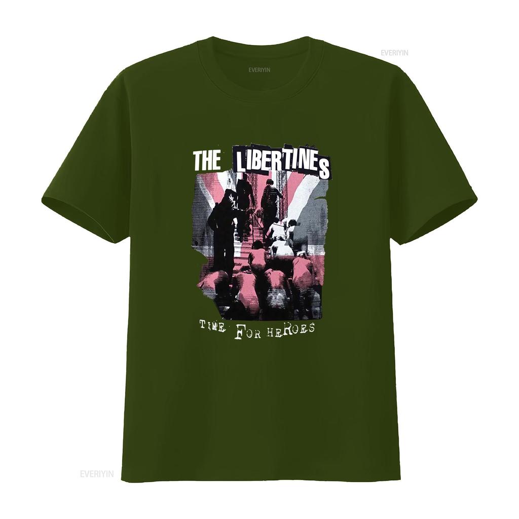Vintage Punk Rock The Libertines Time For Heroes Print Casual T Shirt vintage Top For Everyday Wear Breathable Soft