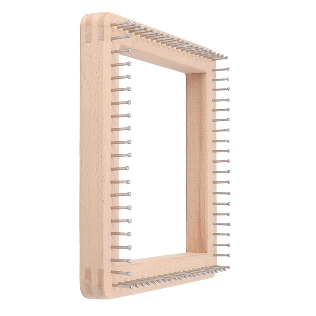 Mini Square Knitting Tool with Hooks Wooden Crochet Board for Weaving Mat Hairband Blanket Sock
