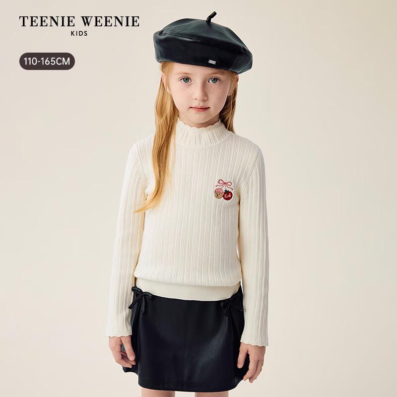 Teenie Weenie Kids Girls' Embroidered Cotton Half-High Collar Top