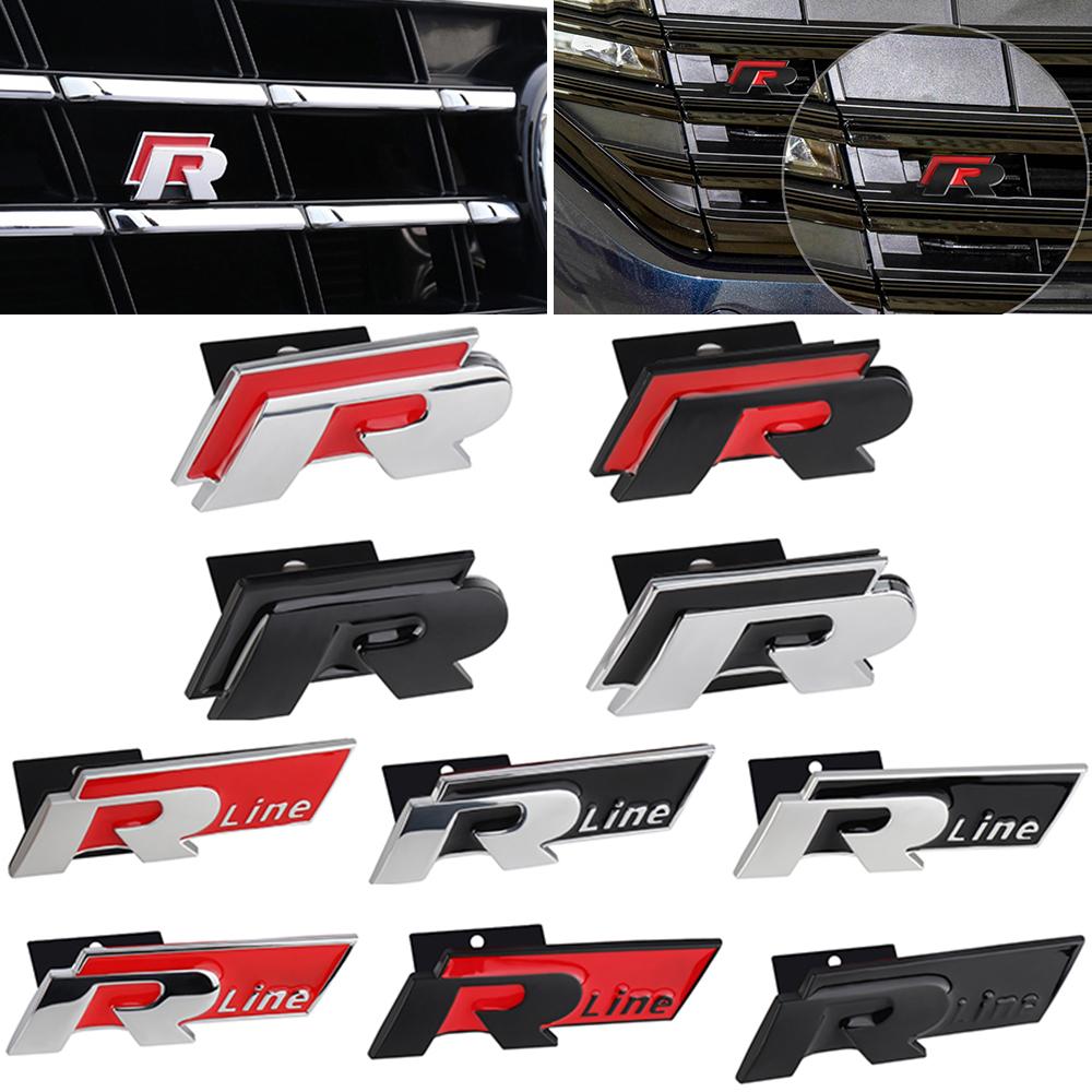 AABKX1 3D Metal R Rline Logo Badge Sticker Car Front Grille Trunk Emblem Stickers For Volkswagen VW Polo Golf Polo CADDY Beetle Jetta R