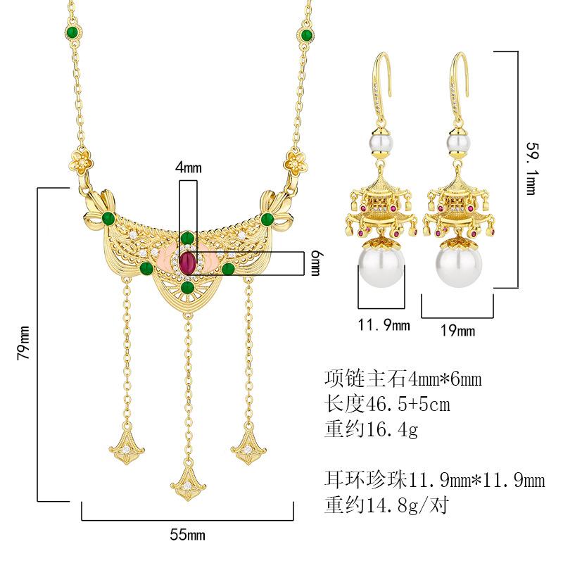 New Necklace Earring Accessories Versatile Ethnic Style Collarbone Chain Retro Pendant Chinese Bead Niche Female