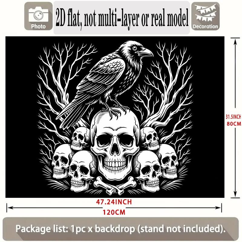 Party Backdrop Halloween Flat Banners Gothic Skull Celebrations Wedding Enthusiasts Event Backdrop Decoration Front Door Decor