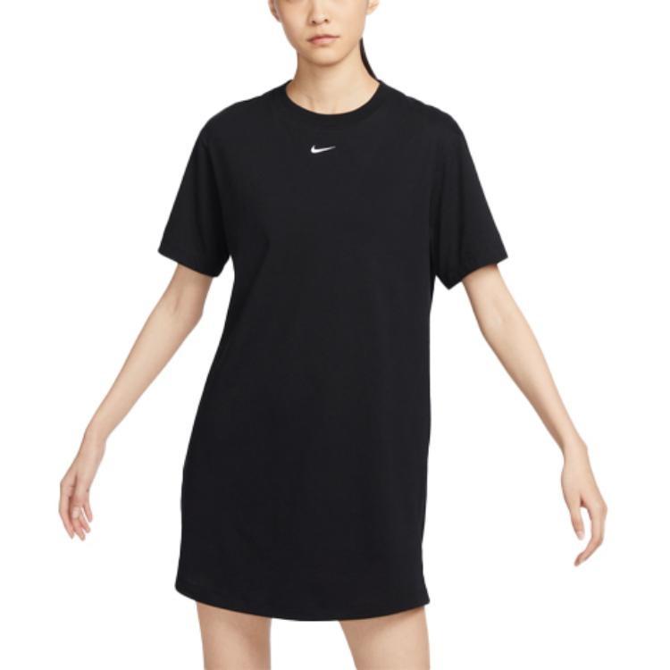 (WMNS) Nike Sportswear Essential Short-sleeve T-Shirt Dress 'Black' Women's DV7883-010
