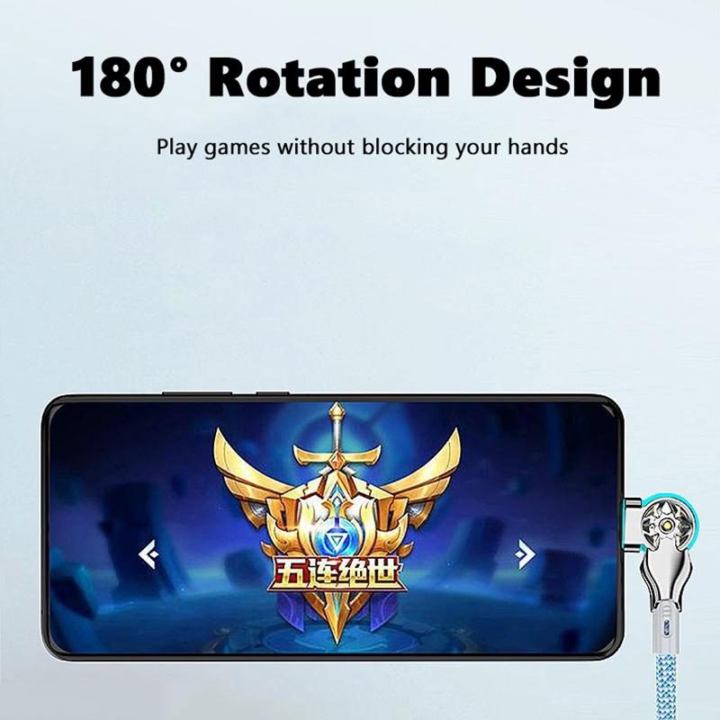 VAORLO Вращение на 180°, зарядный кабель Type-C, Super Chager, USB к Type-C, вращение с двумя портами для Xiaomi Huawei, нейлоновая линия Super Charge