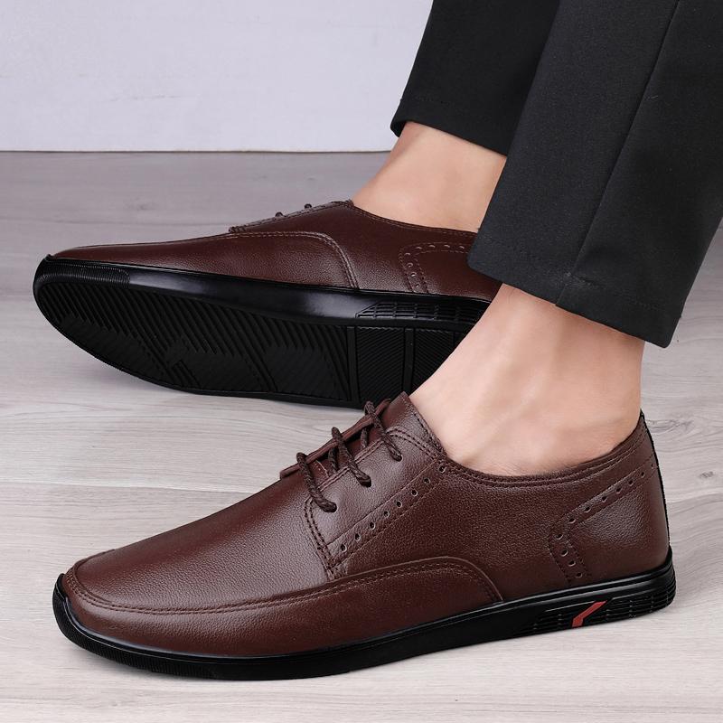 Genuine Leather Men Designer Business Oxford Shoes Luxury Brand Comfort Flats Shoes Breathable Men Driving Lace-up Walking Shoes