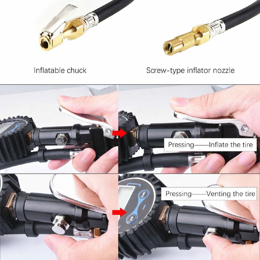200PSI LCD Display Tire Pressure Gauge Digital Tire Tester Air Pressure Manometer Quick Connect Coupler for Car Truck
