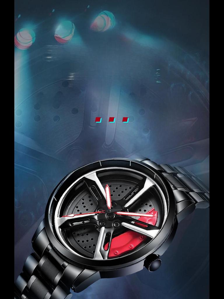 SVJ Мужские цельные часы RS7 с гидравлическим 3D-корпусом и полым кварцевым механизмом, вдохновленные колесом автомобиля