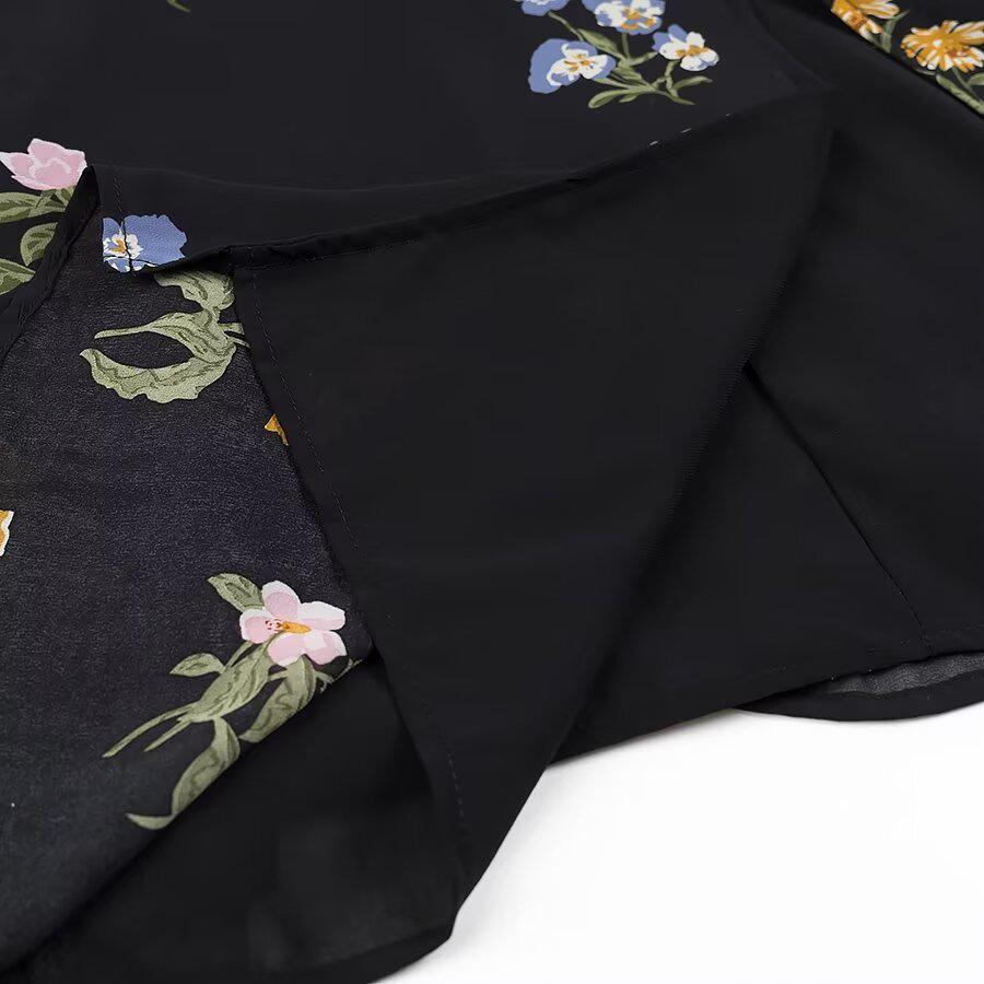 2024 Winter Women's European & American Style Square Neck Long Sleeve Printed Dress