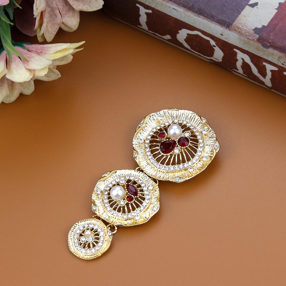 Gold Color Pearl Brooch Ladies Brooch Hijab Brooch Long Flower Wedding Jewelry Gift