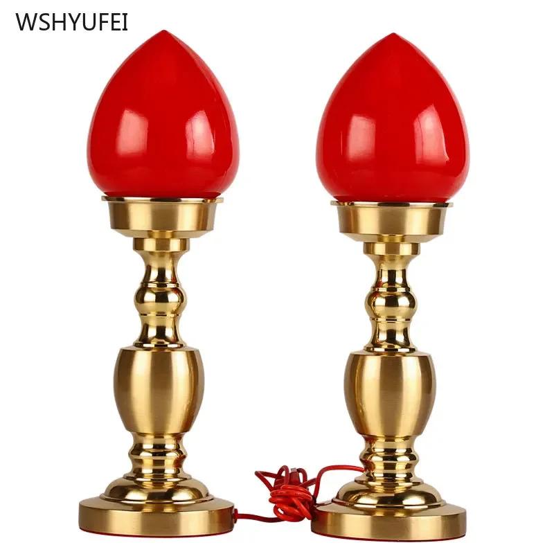 2 шт. полностью медный имитационный подсвечник, принадлежности для буддийского храма, предметы интерьера для гостиной, молитва о благоприятности