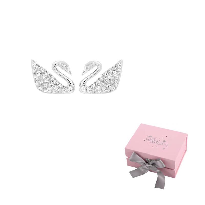 Swarovski Женские серьги-гвоздики с искусственными кристаллами, покрытие белым золотом