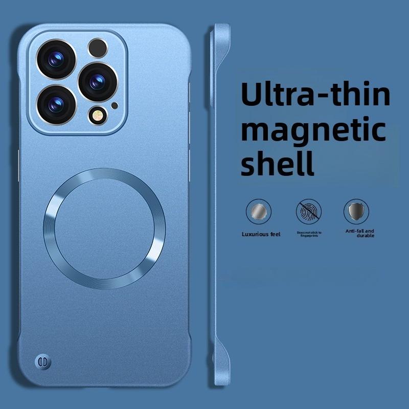 Безрамочный магнитный чехол для телефона для iPhone 17 Air 16 15 14 13 12 Pro Max Plus Для Magsafe Однотонный Жесткий ПК Задняя крышка