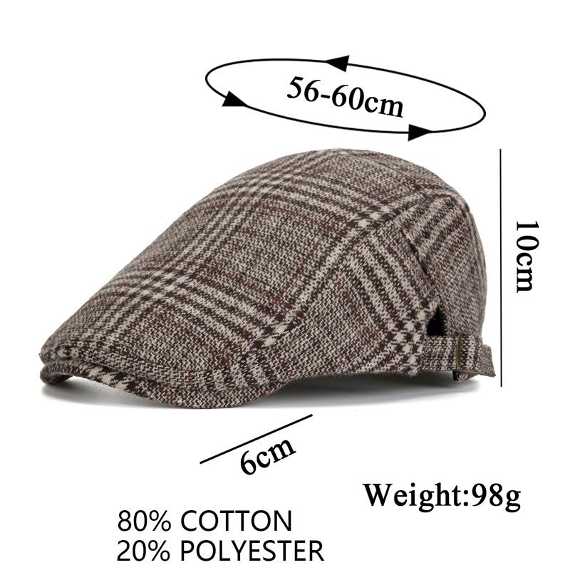 Plaid Beret Men's Autumn Winter Thick British Woolen Peaked Cap Newsboy Caps for Men Forward Cap Paintsman's Cap Driver Ivy Hat