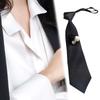 Fashionable Black Pre Tied Neck Tie with 3D Flower Rhinestones Pearls Embellished for Formal and School Uniform Ties