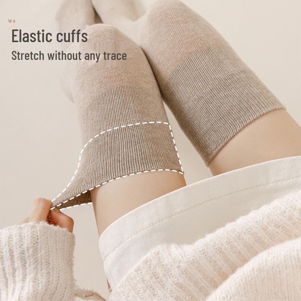 Длинные женские носки из чистого хлопка: Выше колена, черные спортивные, весна и осень, стили JK