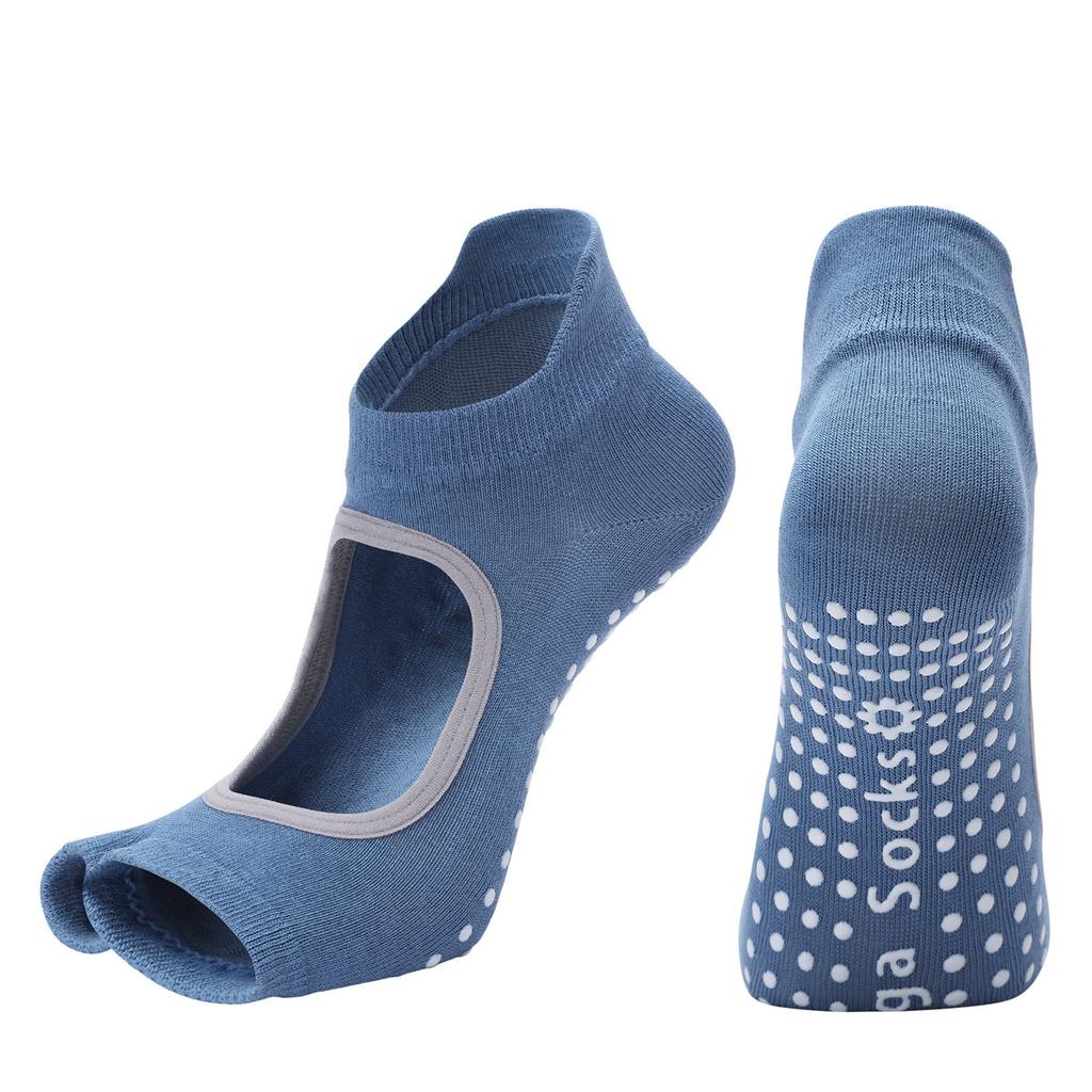Новые профессиональные носки для йоги с двумя пальцами, женские дышащие носки с открытой спиной и рюшами для балета, пилатеса, силиконовые нескользящие танцевальные спортивные носки