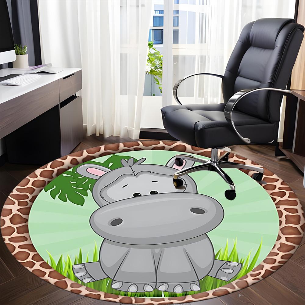 1pc Hippo Print Chair Carpet for Office, Non-slip, Soft and Durable Office Rug for Decoration, Perfect for Office yy251229198